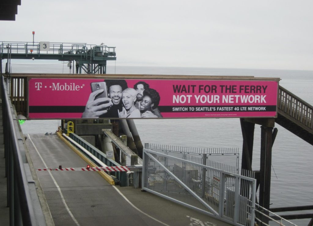 Exterior Footbridge Sign, Seattle Ferry Terminal 5' x 34', Facing Auto Staging and Downtown